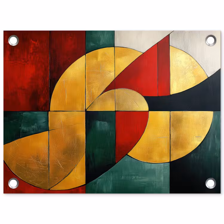 Abstract - Kerst - Goud - Rood - Groen tuinposter los doek klein -3d