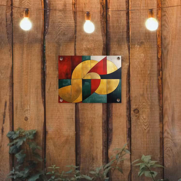 Abstract - Kerst - Goud - Rood - Groen tuinposter los doek klein -sfeer1