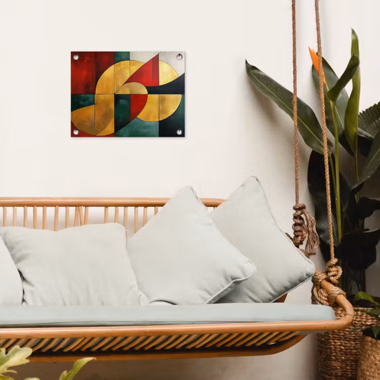 Abstract - Kerst - Goud - Rood - Groen tuinposter los doek klein -sfeer7
