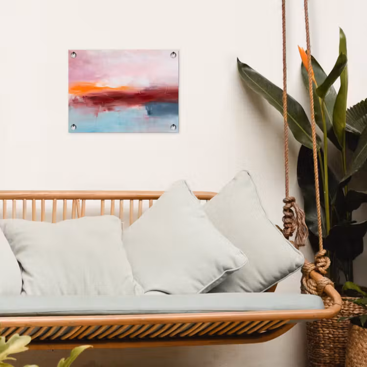 Abstract - Kleuren - Modern - Kunst - Roze tuinposter los doek klein -sfeer7