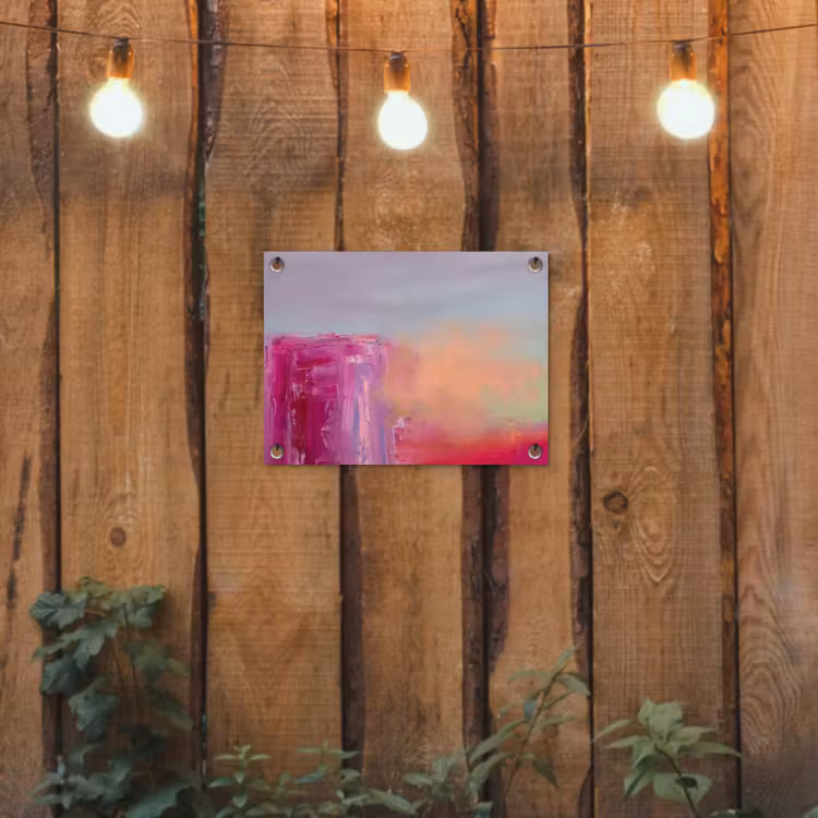 Abstract - Kleuren - Modern - Roze tuinposter los doek klein -sfeer1