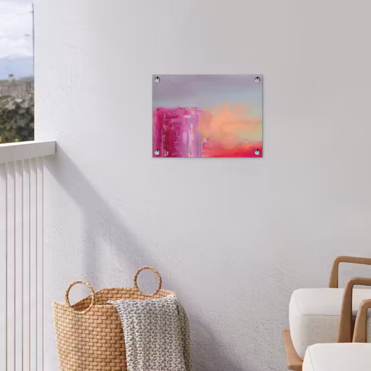 Abstract - Kleuren - Modern - Roze tuinposter los doek klein -sfeer8