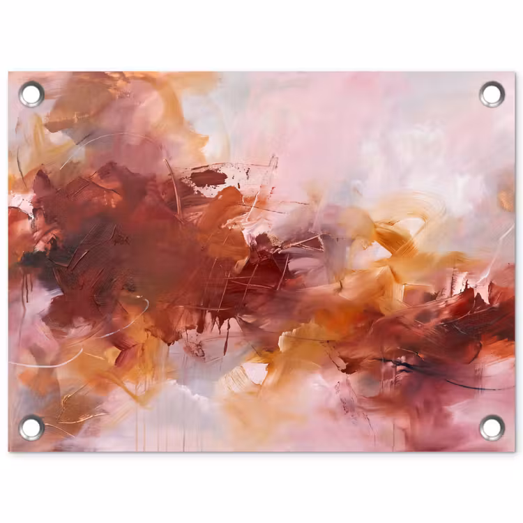 Abstract - Kleurrijk - Kunst - Modern - Roze-Rood tuinposter los doek klein -3d