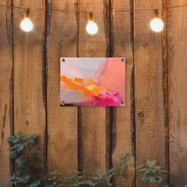 Abstract - Kleurrijk - Modern - Roze tuinposter los doek klein -sfeer1