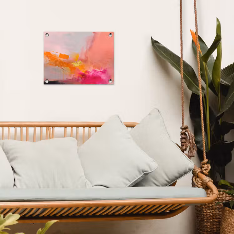 Abstract - Kleurrijk - Modern - Roze tuinposter los doek klein -sfeer7