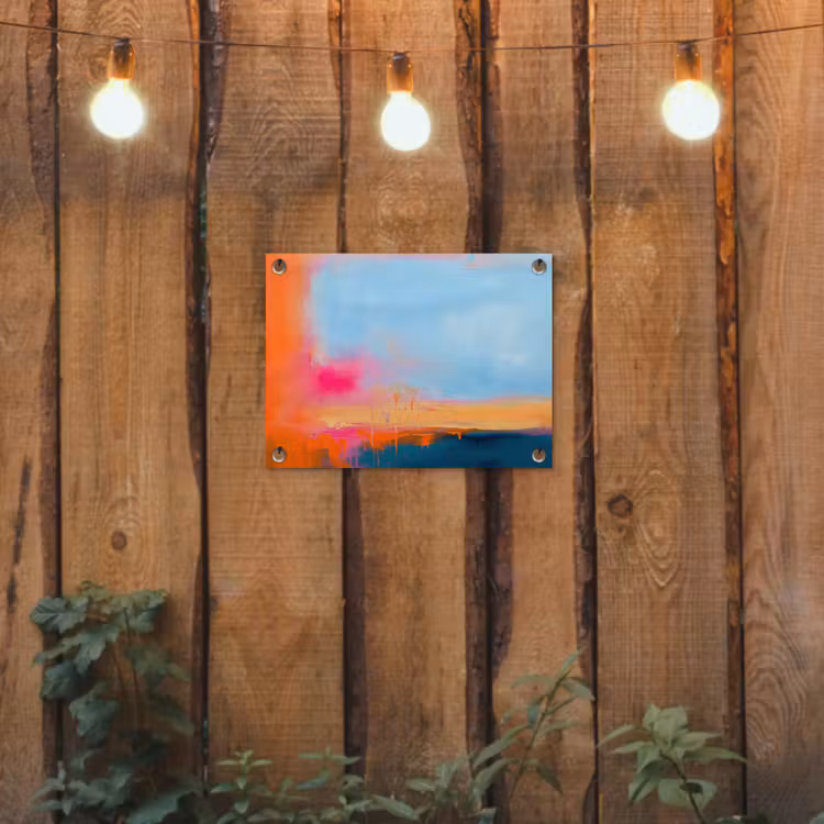 Abstract - Kleurvlakken - Modern - Oranje - Blauw tuinposter los doek klein -sfeer1