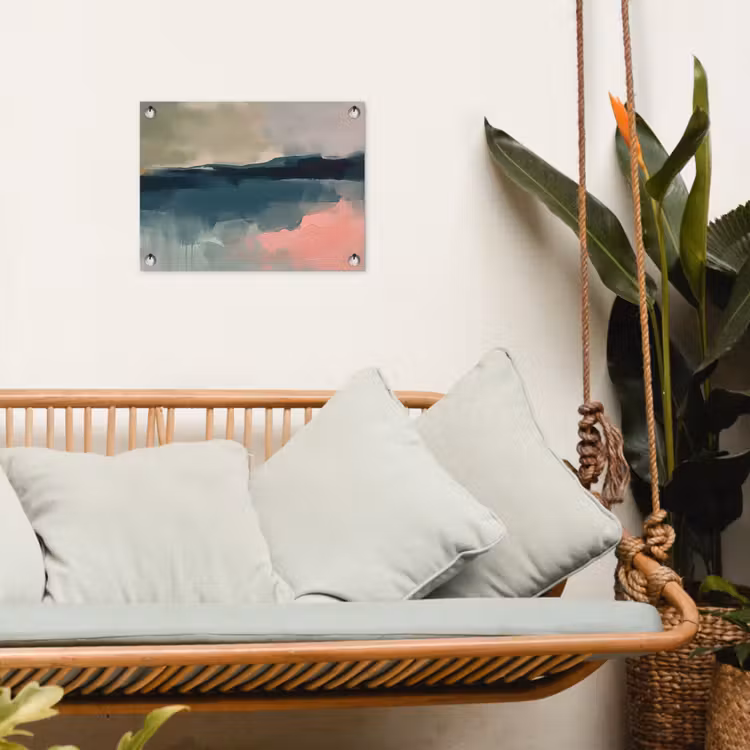 Abstract - Landschap - Kunst - Modern - Groen - Blauw tuinposter los doek klein -sfeer7