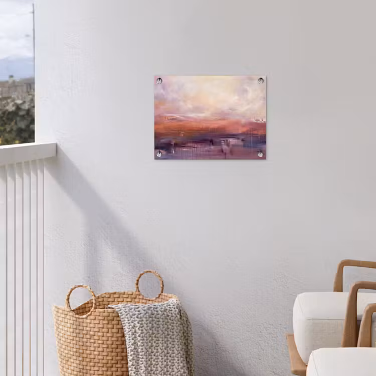 Abstract - Landschap - Modern - Paars - Oranje tuinposter los doek klein -sfeer8