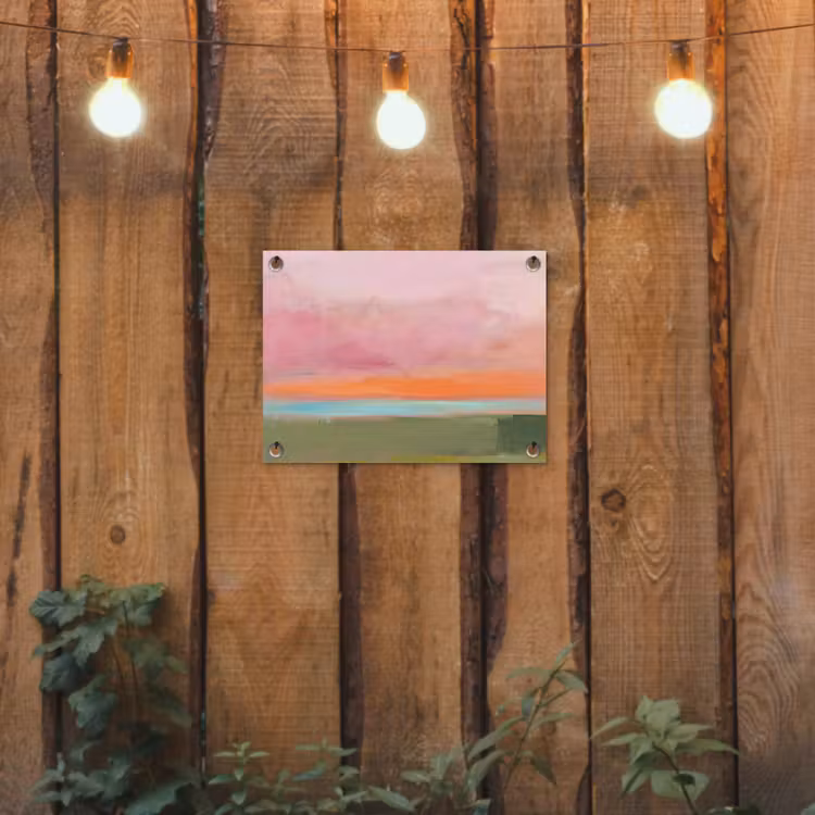 Abstract - Landschap - Modern - Roze - Oranje tuinposter los doek klein -sfeer1
