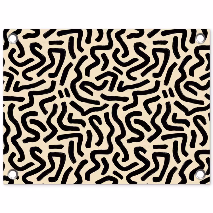 Abstract - Lijnen - Zwart tuinposter los doek klein 239 -3d