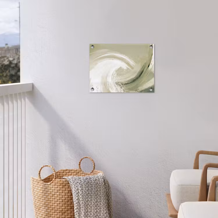 Abstract - Penseelstreken - Golven - Groen tuinposter los doek klein -sfeer8