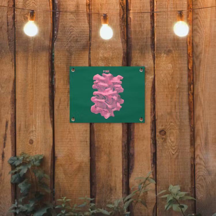 Abstract - Pink - Lijnen - Groen tuinposter los doek klein -sfeer1