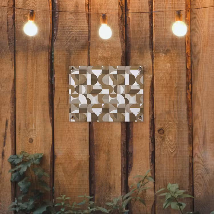 Abstract - Retro - Bruin tuinposter los doek klein 239 -sfeer1