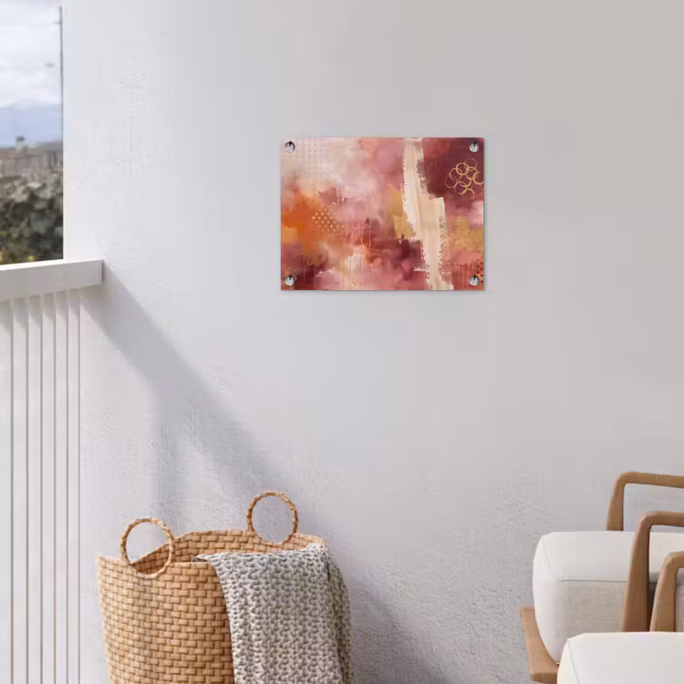Abstract - Rood - Goud - Modern - Kunst tuinposter los doek klein -sfeer8