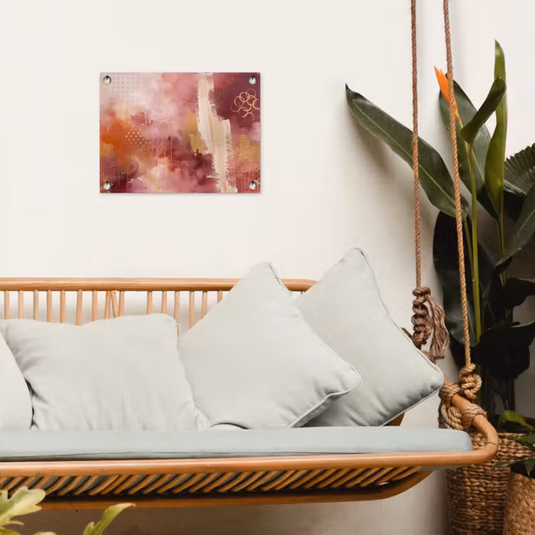 Abstract - Rood - Goud - Modern - Kunst tuinposter los doek klein -sfeer7