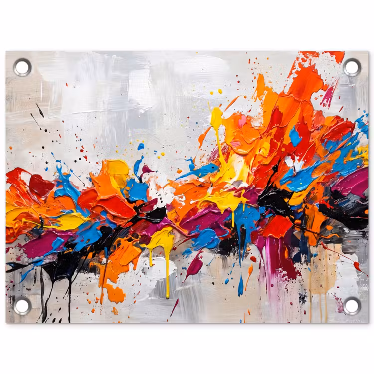 Abstract - Schilderij - Kleurrijk - Dynamisch tuinposter los doek klein -3d