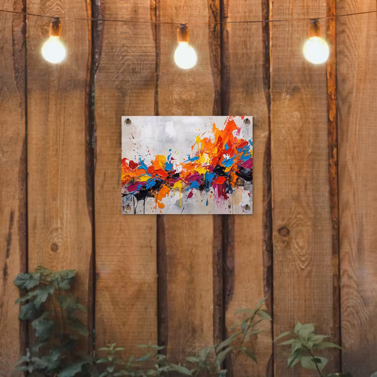 Abstract - Schilderij - Kleurrijk - Dynamisch tuinposter los doek klein -sfeer1