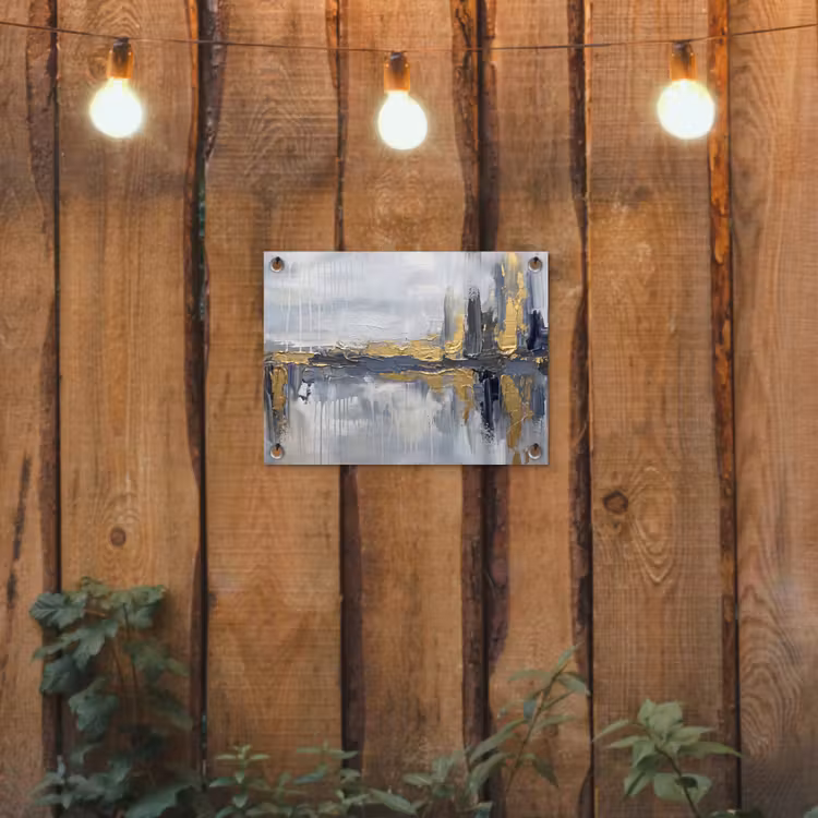 Abstract - Structuur - Goud - Grijs - Modern tuinposter los doek klein -sfeer1