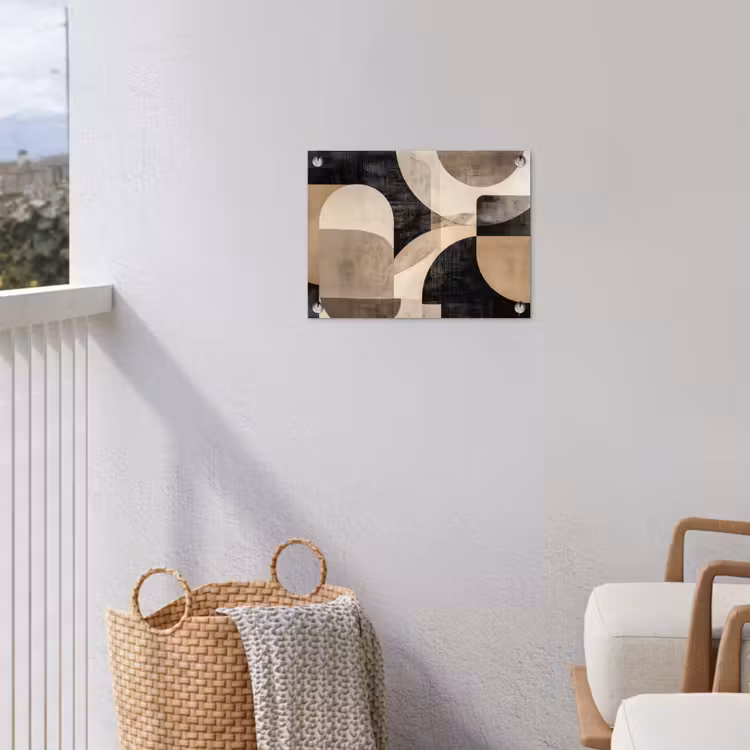 Abstract - Vormen - Modern - Beige tuinposter los doek klein -sfeer8
