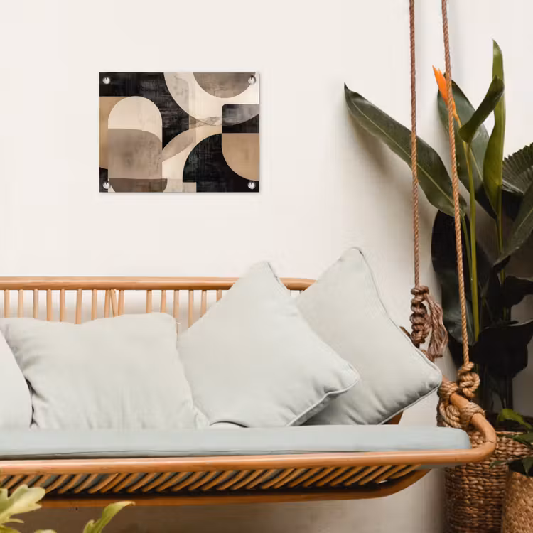 Abstract - Vormen - Modern - Beige tuinposter los doek klein -sfeer7