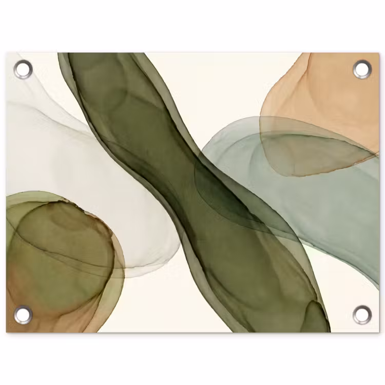 Abstract - Vormen - Modern - Kunst - Groen - Bruin tuinposter los doek klein -3d