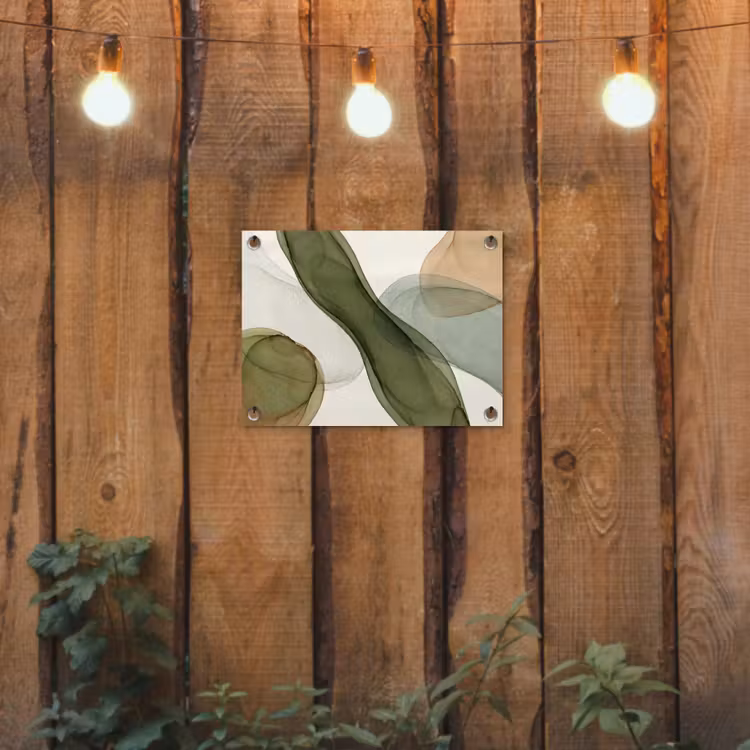 Abstract - Vormen - Modern - Kunst - Groen - Bruin tuinposter los doek klein -sfeer1