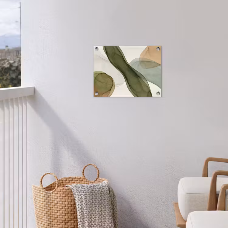 Abstract - Vormen - Modern - Kunst - Groen - Bruin tuinposter los doek klein -sfeer8