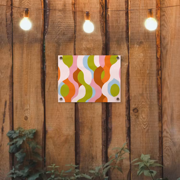 Abstract - Vormen - Roze tuinposter los doek klein -sfeer1