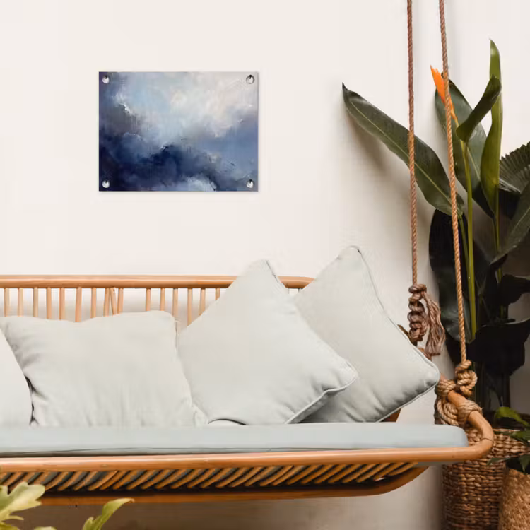 Abstract - Wolken - Modern - Blauw - Kunst tuinposter los doek klein -sfeer7