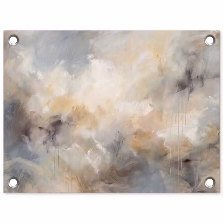 Abstract - Wolken - Sfeervol - Beige - Grijs tuinposter los doek klein -3d