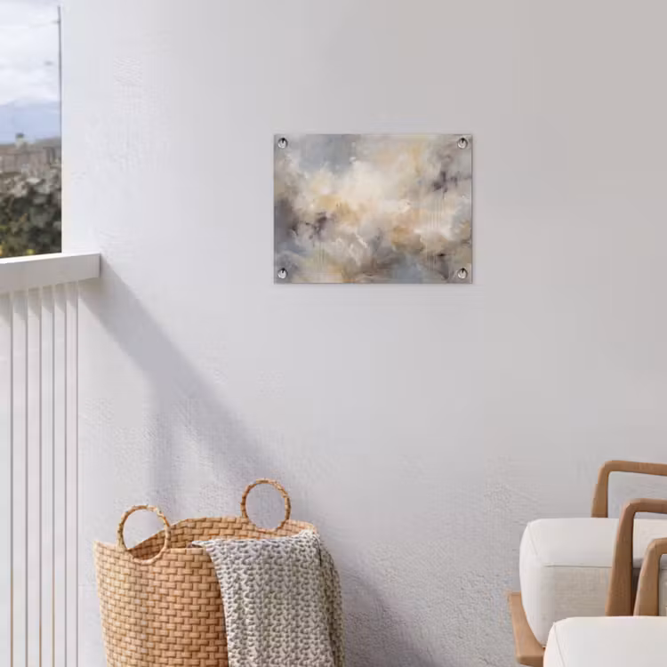 Abstract - Wolken - Sfeervol - Beige - Grijs tuinposter los doek klein -sfeer8