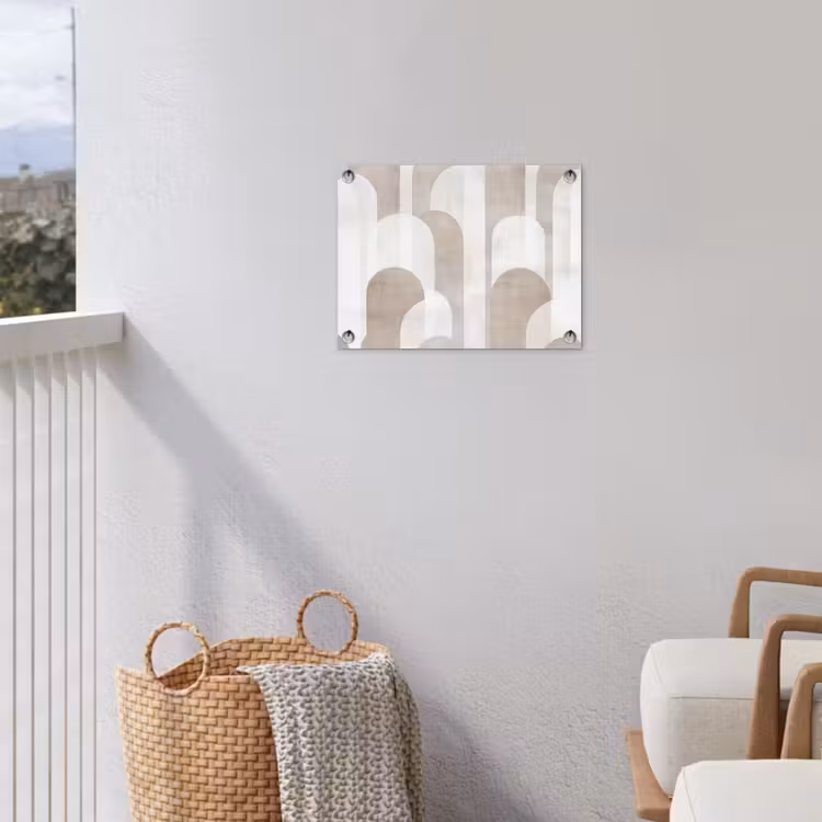 Abstracte bogen - Modern - Beige tuinposter los doek klein -sfeer8
