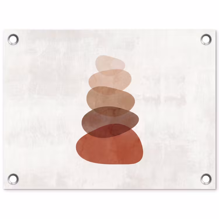 Abstractie - Gestapeld - Balans - Modern - Aardetinten tuinposter los doek klein -3d