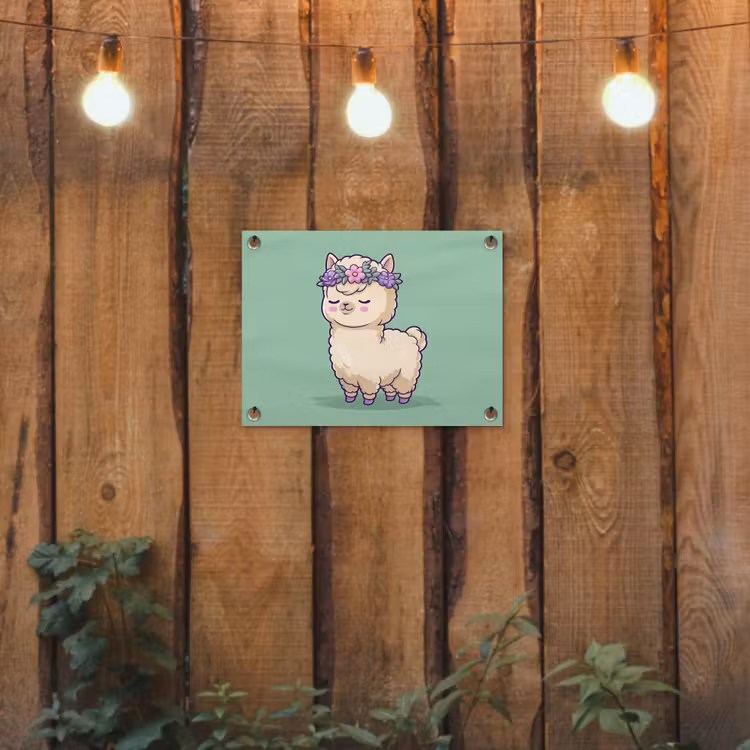 Alpaca - Groen - Bloemendiadeem tuinposter los doek klein -sfeer1