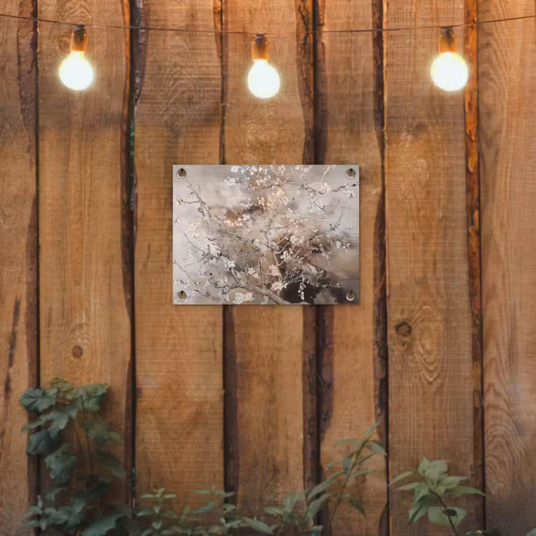 Amandelbloesem - Kunst - Van Gogh - Beige - Abstract tuinposter los doek klein -sfeer1