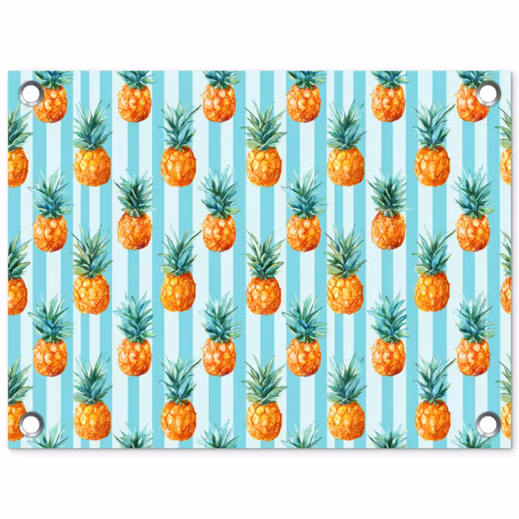 Ananas - Strepen - Groen tuinposter los doek klein 239 -3d
