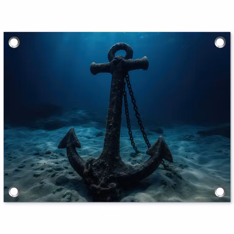 Anker - Ijzer - Zeebodem - Zand tuinposter los doek klein -3d