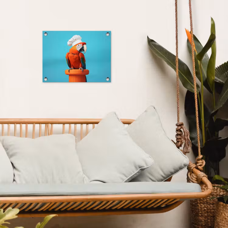 Ara - Koksmuts - Sokkel - Grappig tuinposter los doek klein -sfeer7