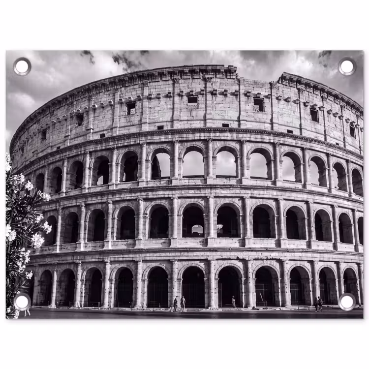 Architectuur - Colosseum - Rome - Historisch - Zwart-wit tuinposter los doek klein -3d