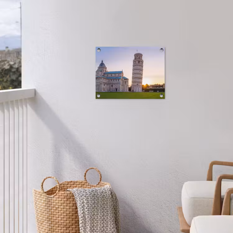Architectuur - Toren - Pisa - Italië - Zonsondergang tuinposter los doek klein -sfeer8