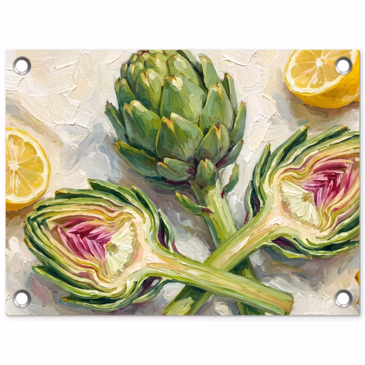 Tuinposter - Artisjok - Citroen - Eten - Artisjok - Citroen - Eten tuinposter los doek klein