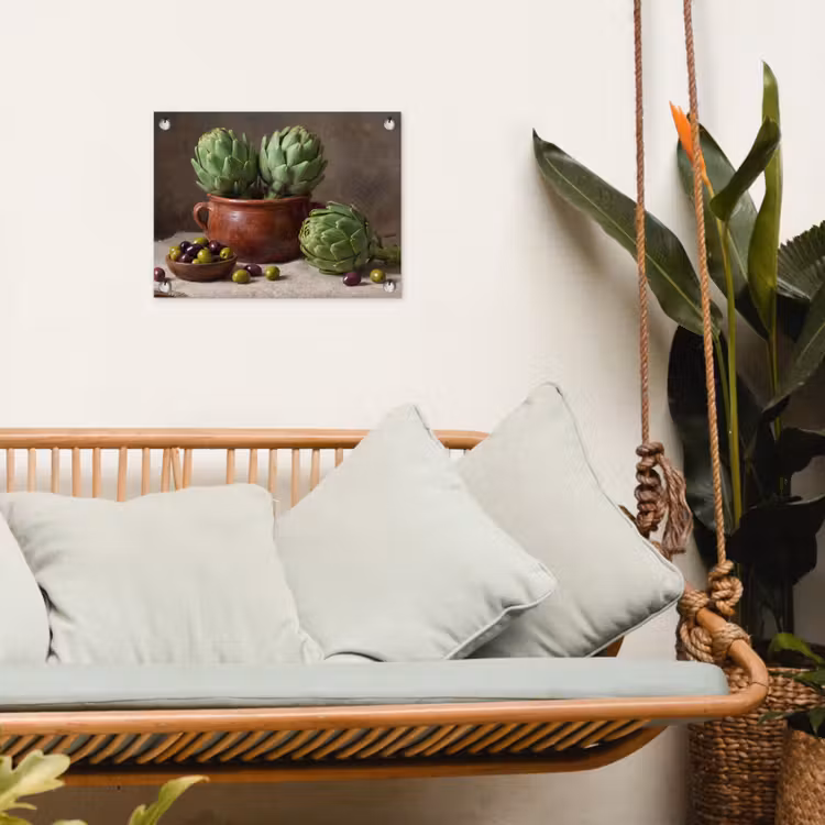 Tuinposter - Artisjokken - Olijven - Eten - Artisjokken - Olijven - Eten tuinposter los doek klein