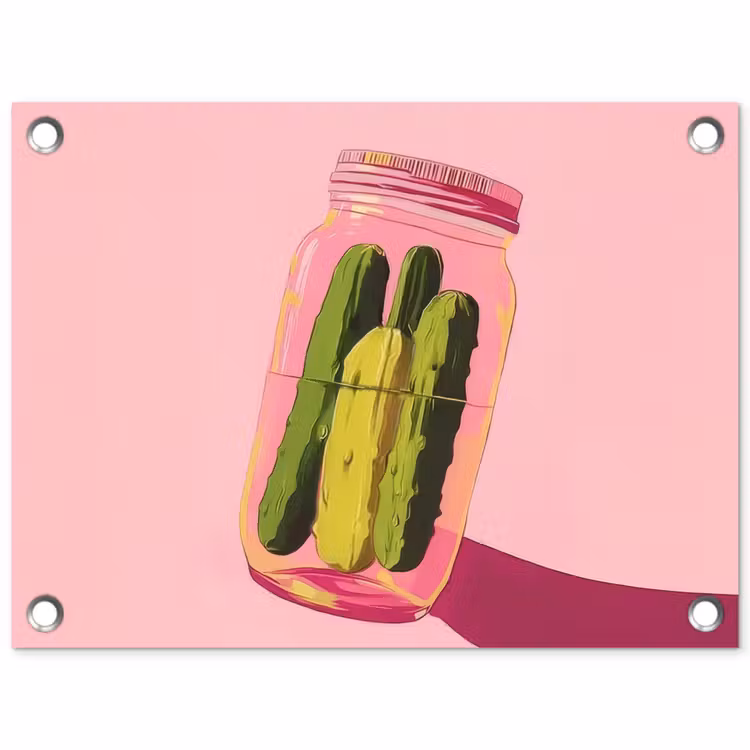 Augurken - Pot - Schaduw - Roze tuinposter los doek klein -3d