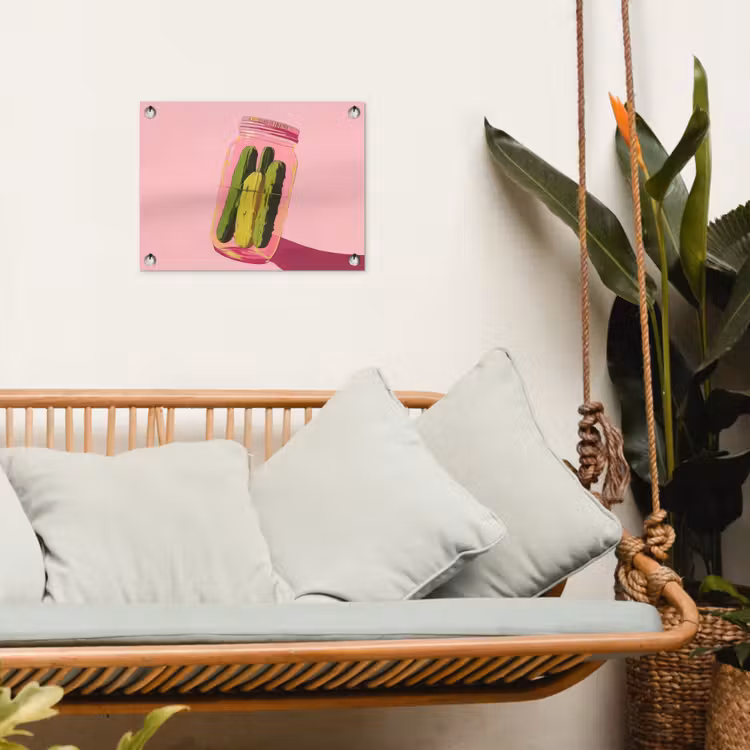 Augurken - Pot - Schaduw - Roze tuinposter los doek klein -sfeer7