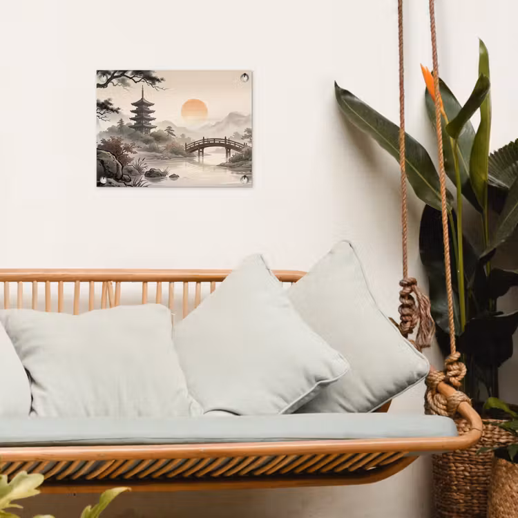 Azië - Landschap - Kleurrijk tuinposter los doek klein -sfeer7