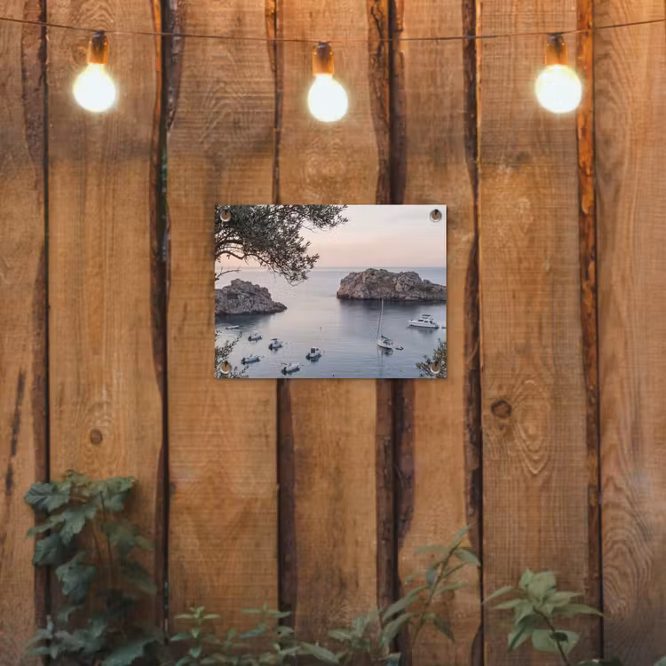 Tuinposter - Baai - boten - zonsondergang - Baai - boten - zonsondergang tuinposter los doek klein