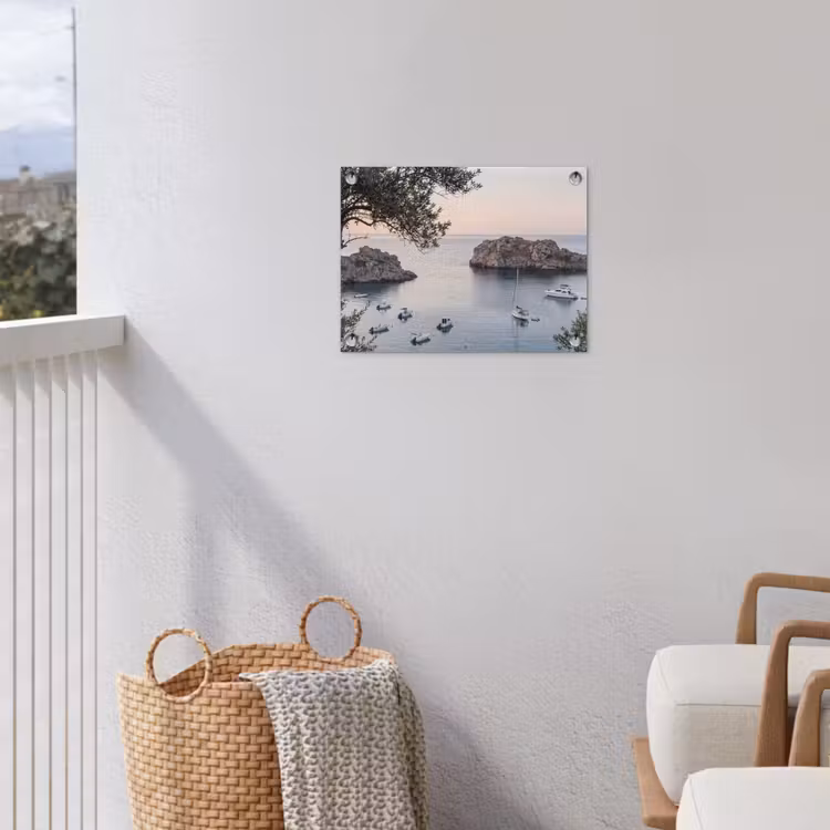 Tuinposter - Baai - boten - zonsondergang - Baai - boten - zonsondergang tuinposter los doek klein