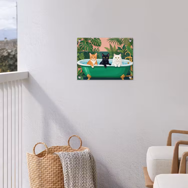 Badkamer - Kattenparade - Kleurrijk tuinposter los doek klein -sfeer8