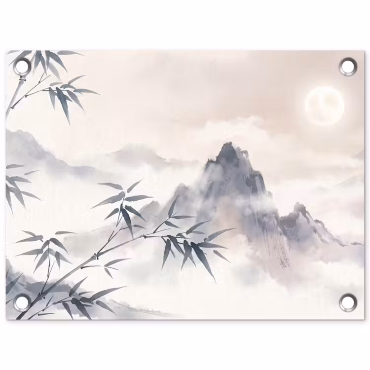 Bamboe - Azië - Grijs tuinposter los doek klein -3d