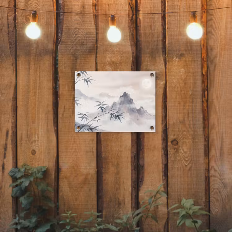 Bamboe - Azië - Grijs tuinposter los doek klein -sfeer1